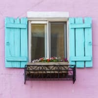 A colorful window in Portuguese home