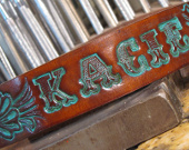 Embossed leather dog collars