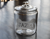 Personalized glass dog treat jar